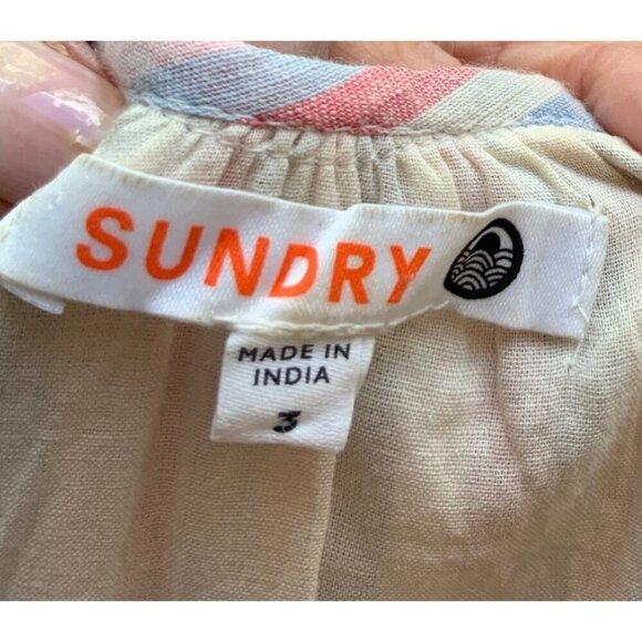 Sundry dress  size Large multi  striped cotton elastin  37' long  made in India - Picture 4 of 5